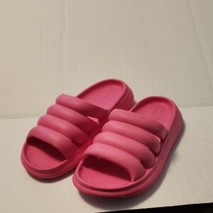 Just Be Vibrant Pink Slide Sandals
